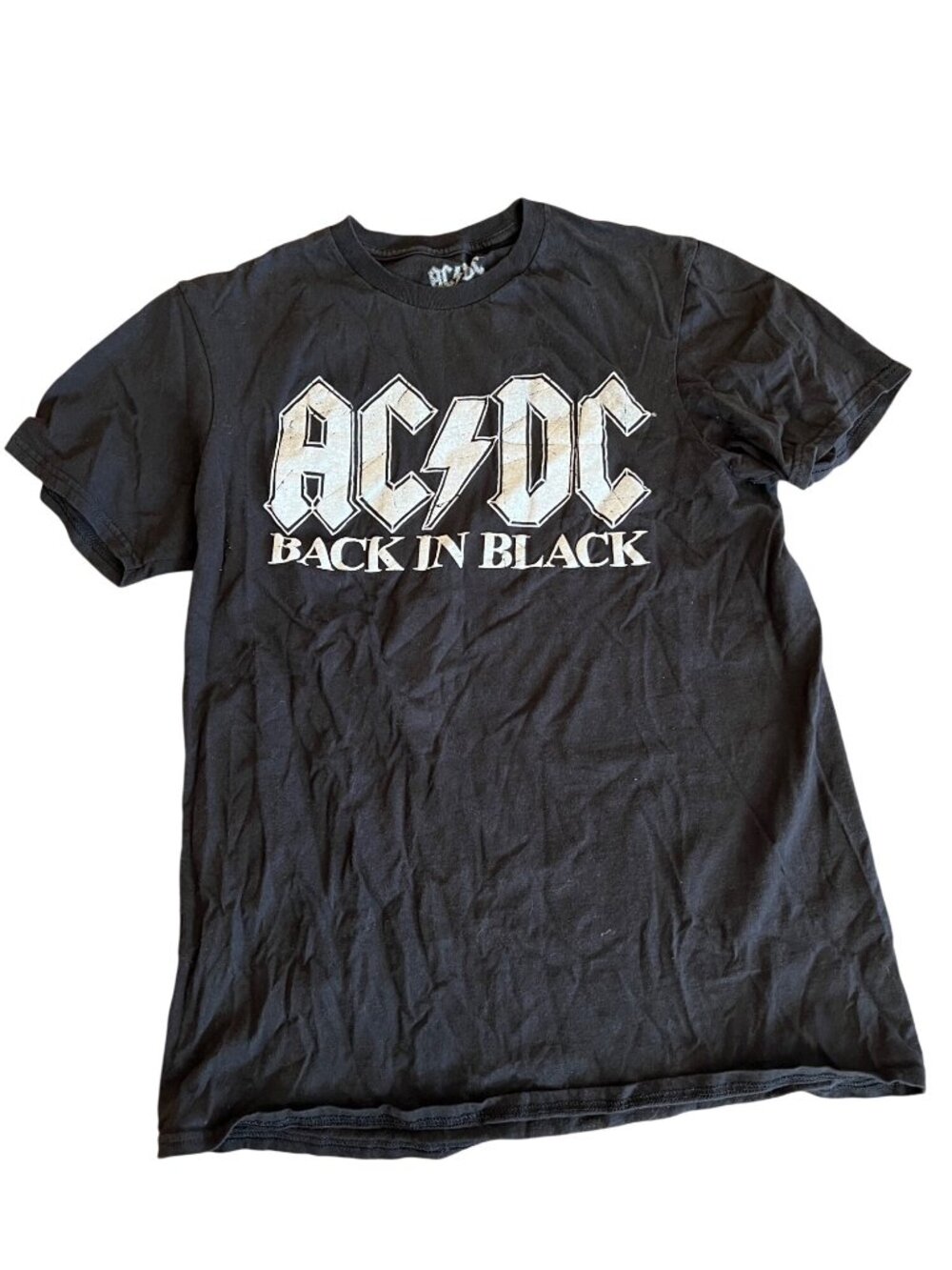 AC/DC Back In Black Short Sleeve Tshirt Graphic Band Tee Men's Size M 100% Cot